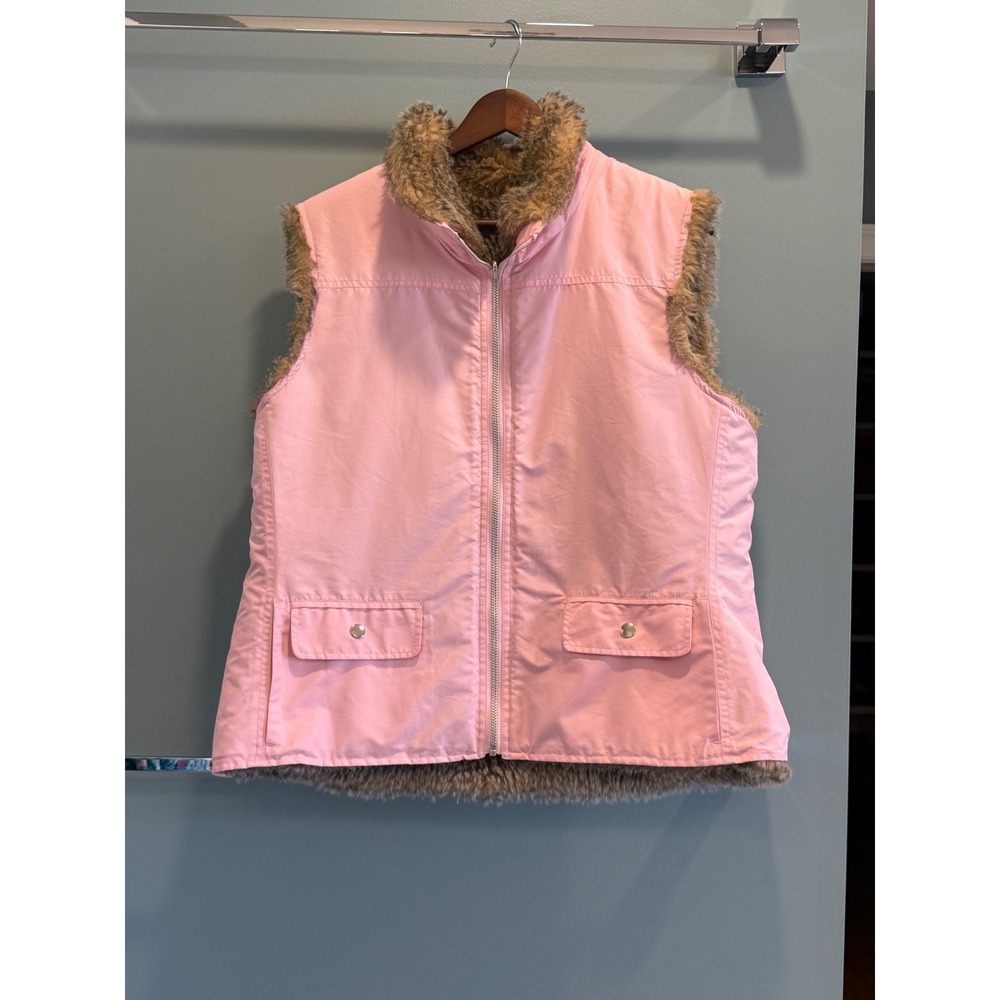 Harold's Reversible Pink and Brown‎ Faux Fur Vest XL Colorful Outerwear